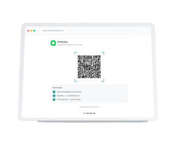 Scan the QR code to connect WhatsApp